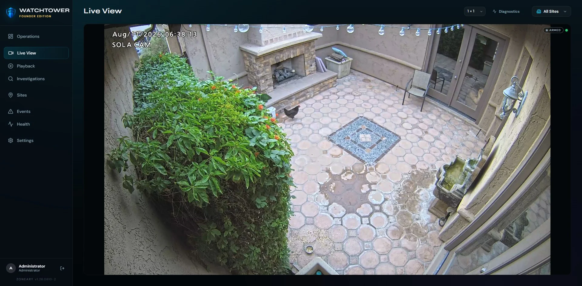 Watchtower Live View with a single camera at full frame